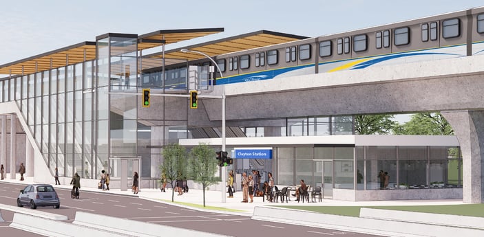 Rendering of a transit station in Surrey, Fraser Valley British Columbia